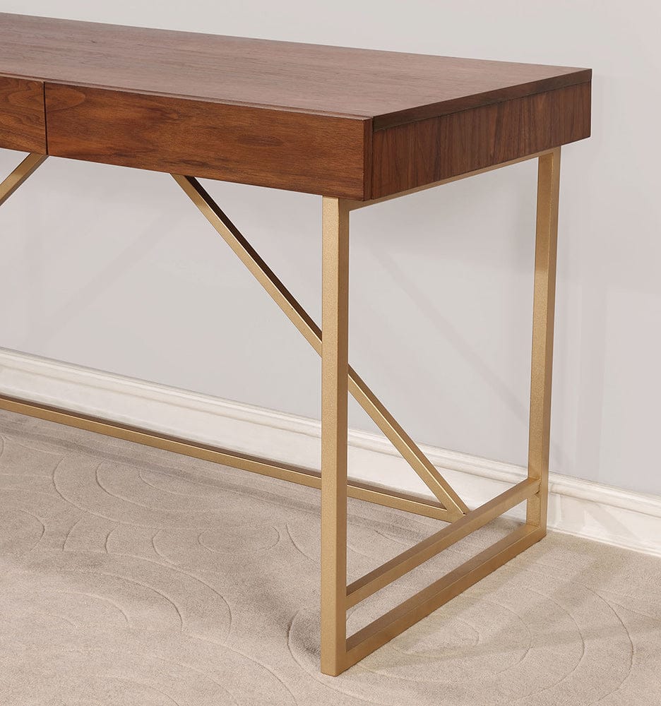 Furniture of America - Halstein Writing Desk in Light Walnut/Gold - CM-DK6447 View 3
