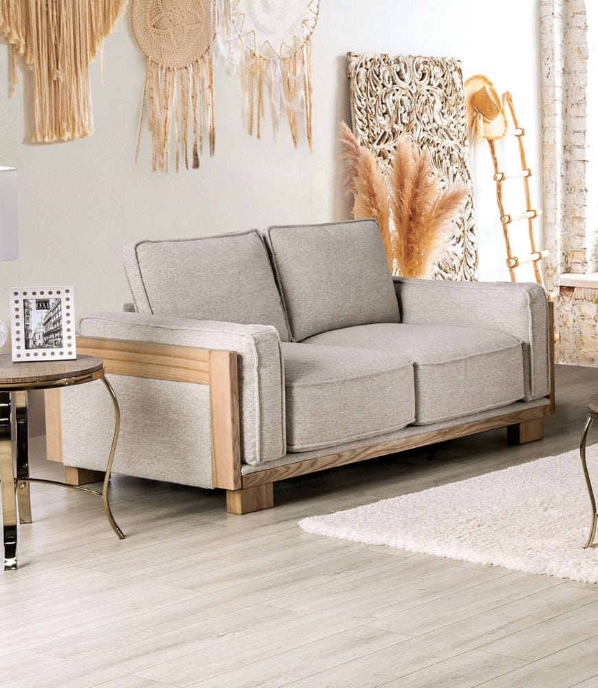 Furniture of America - Harstad Loveseat in Light Brown/Natural - CM9983LB-LV View 1