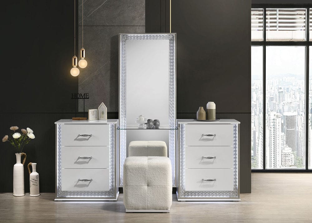 Furniture of America - Hazeline Vanity Set w/ Stool in White - FM72010WH-V-SET View 1