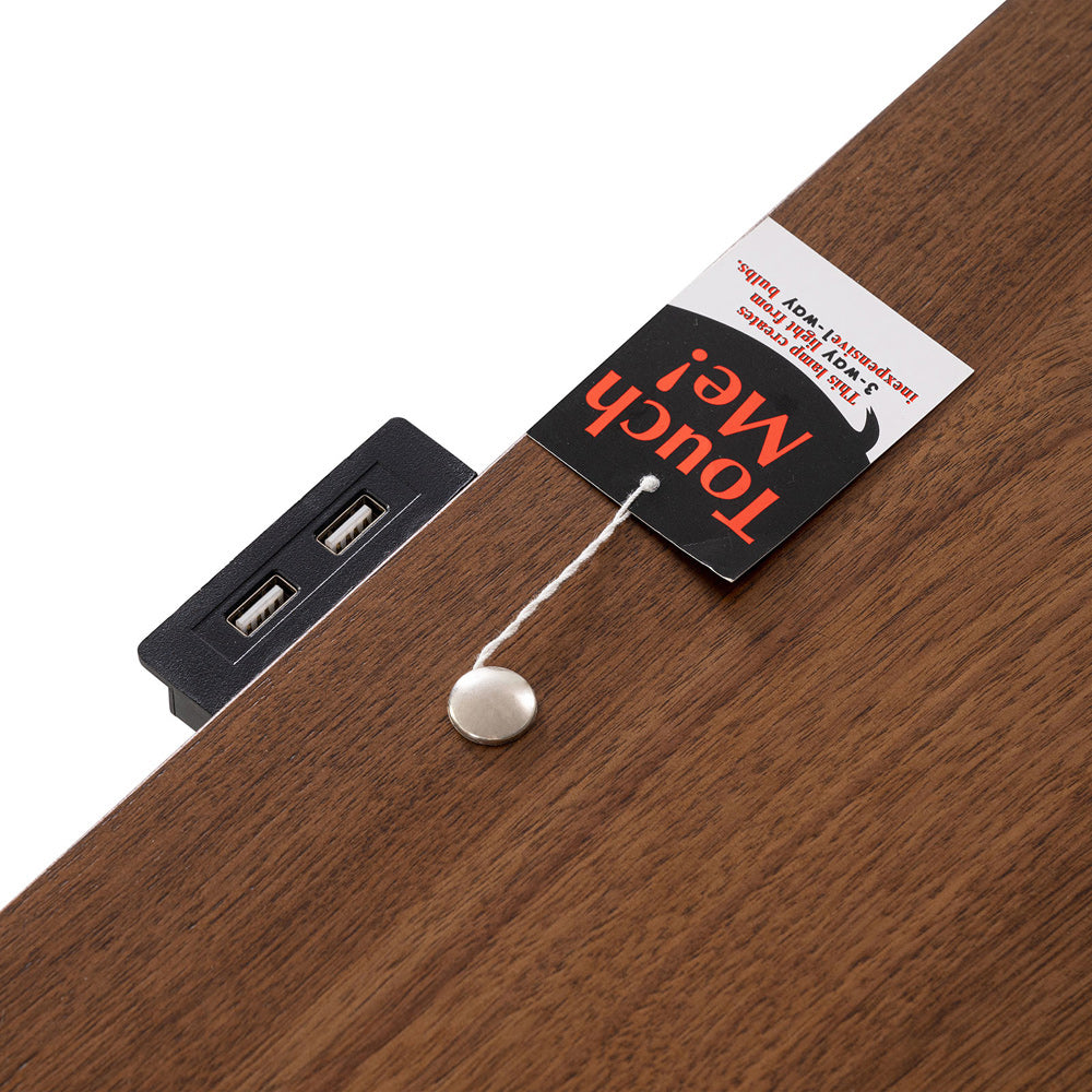Furniture of America - Hepburne Nightstand w/ USB & LED in Walnut - FM74000WN-N View 3