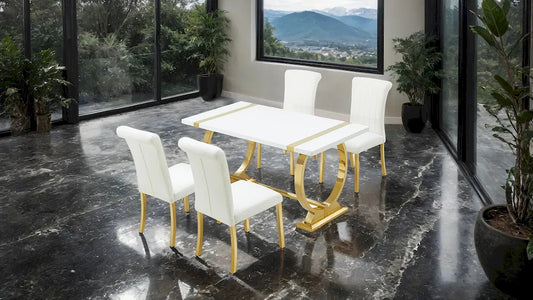 Furniture of America - Holstebro - White Side Chair (Set of 2), Gold Frame - FM37007GW-SC-2PK view 2