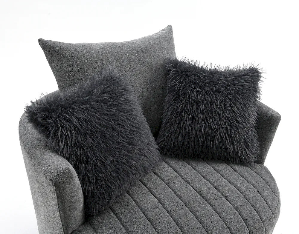 Furniture of America - Hoople - Swivel Chair, Channeled, Dark Gray - Dark Gray - FM-AC6001DG-SW view 10