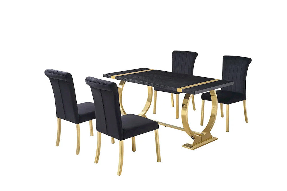 Furniture of America - Horley - 5 Pc. Dining Table Set - Gold/Black - FM37010GD-T-60-5PC view 1