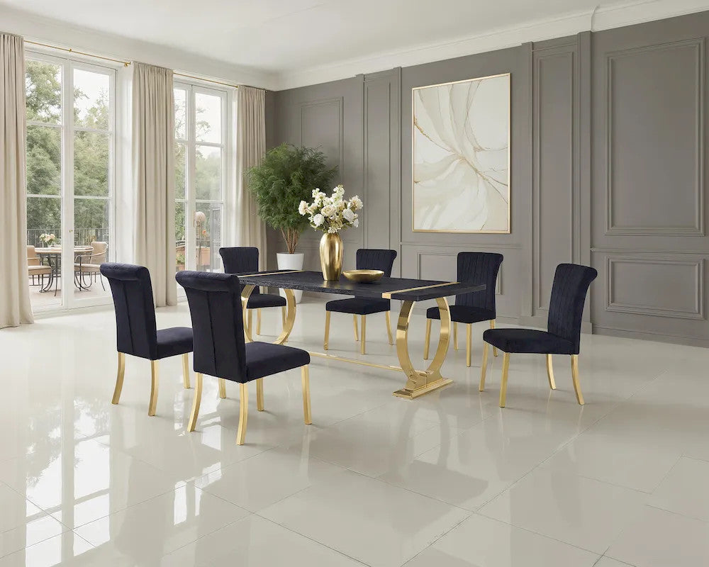 Furniture of America - Horley - 80" Dining Table, Gold Frame - FM37010GD-T-80 view 2