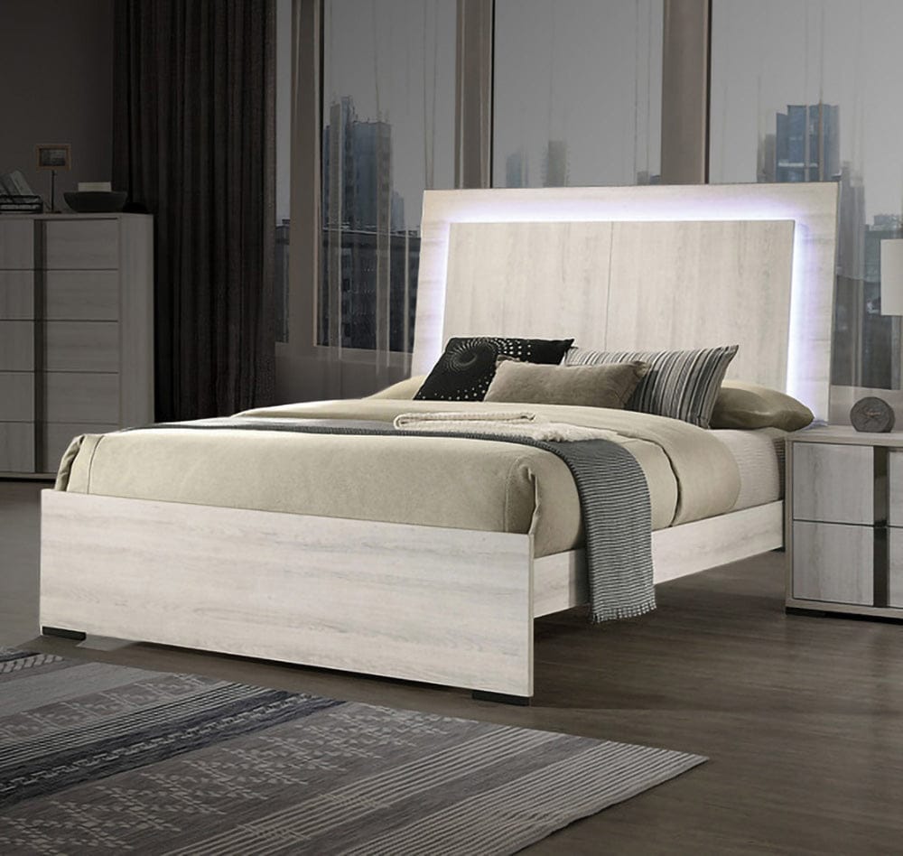 Furniture of America - Horten Queen Bed in White Wash - FM7200WH-Q-BED View 1