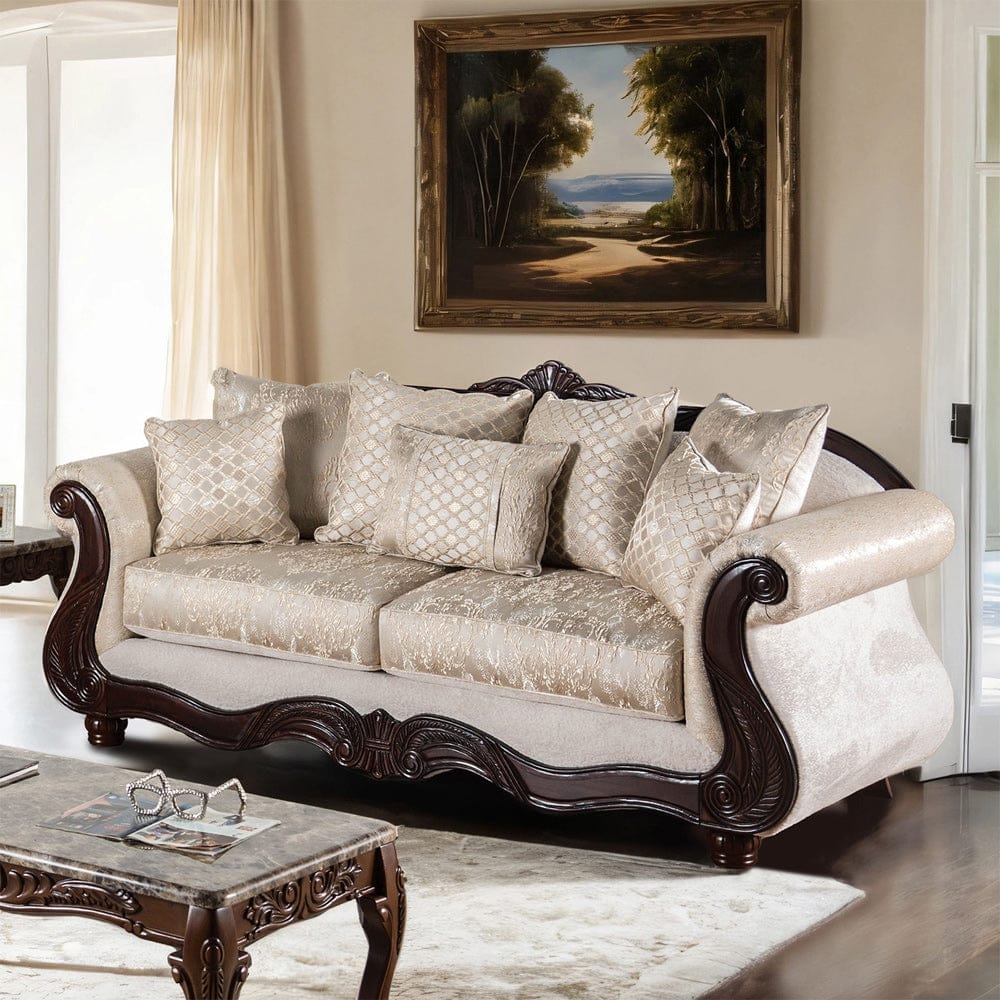 Furniture of America - Huelva Sofa in Beige/Dark Cherry - SM6452-SF View 1