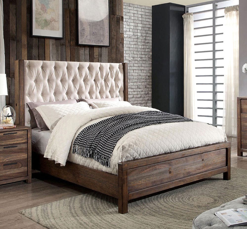 Furniture of America - Hutchinson E.King Bed in Rustic Natural Tone/Beige - CM7577EK-BED View 1