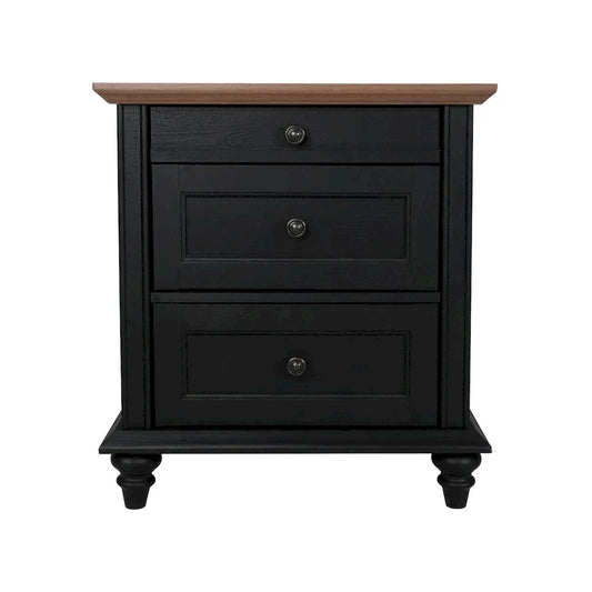 Furniture of America - Hyde - 3 Drawer Nightstand - Black/Natural - SL7201BK-N view 2