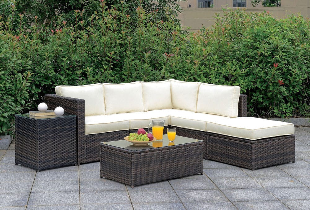 Furniture of America - Ilona L-Sectional + Coffee Table + End Table Set 7 in Brown/Beige - CM-OS2136-SET7 View 1