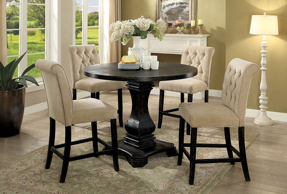 Furniture of America - Izzy Counter Ht. Chair Set of 2 in Beige/Antique Black - CM3564PC-2PK View 2