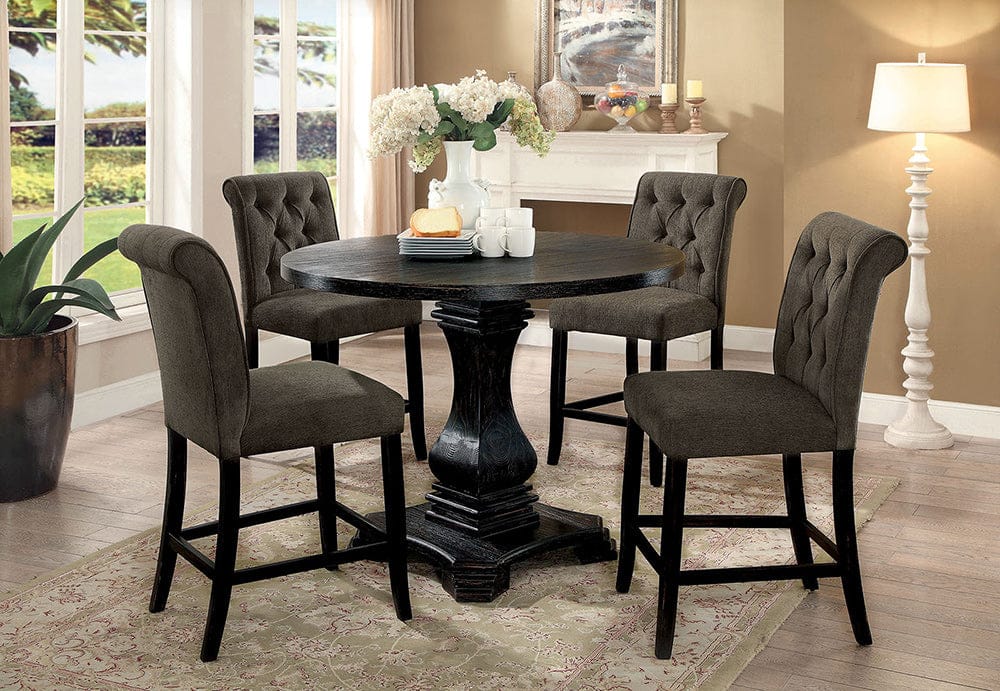 Furniture of America - Izzy Counter Ht. Chair Set of 2 in Gray/Antique Black - CM3564GY-PC-2PK View 2