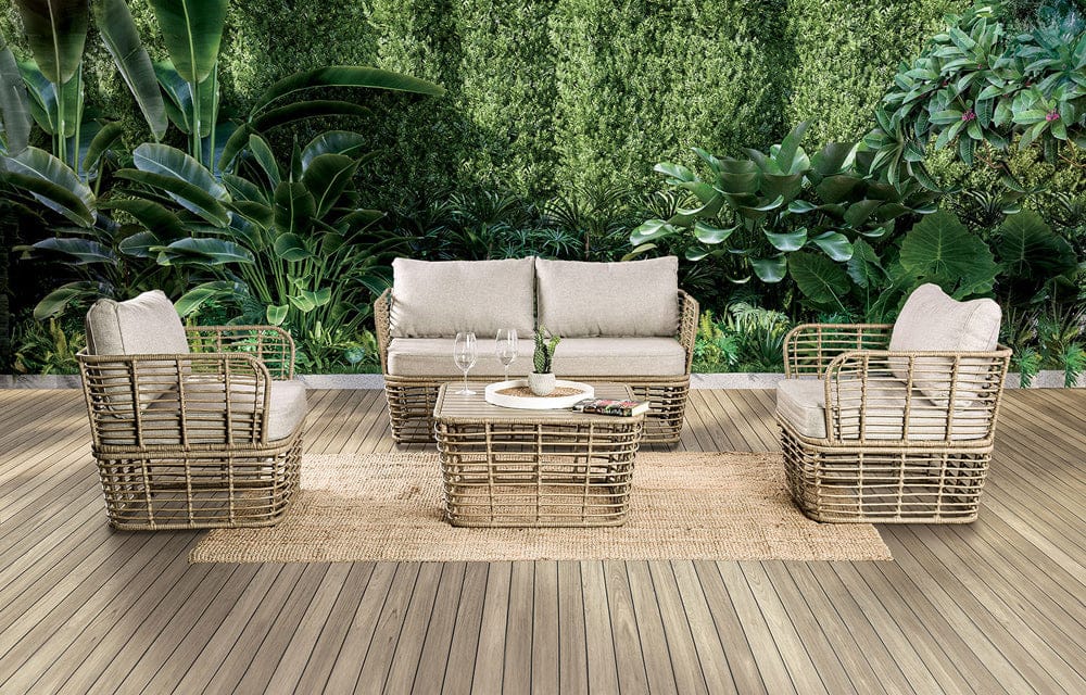 Furniture of America - Johari 4 Pc. Conversation Set in Natural/Beige - FM80016NT-4PC-BN View 1