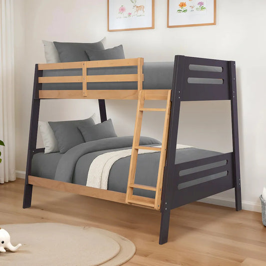 Furniture of America - Kallen - Twin/Full Bunk Bed W/ 6" Mattresses, Mauve/Oak - FM-BK206A-TF-BED+M6 view 2