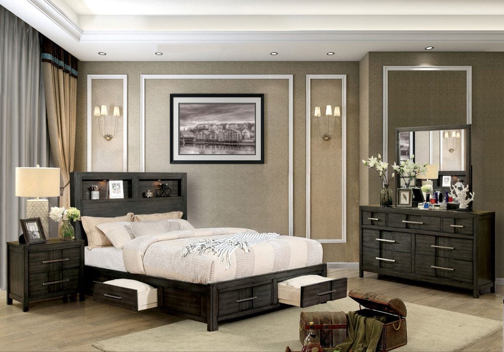 Furniture of America - Karla 5 Pc. Queen Bedroom Set w/ 2NS in Gray - CM7500GY-Q-5PC-2NS View 1