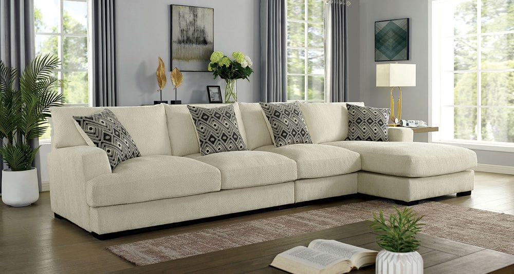 Furniture of America - Kaylee Large L-Shaped Sectional, Right Chaise in Beige - CM6587BG-SECT-LL-R View 1