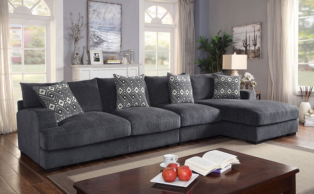 Furniture of America - Kaylee Large L-Shaped Sectional, Right Chaise in Gray - CM6587-SECT-LL-R View 2