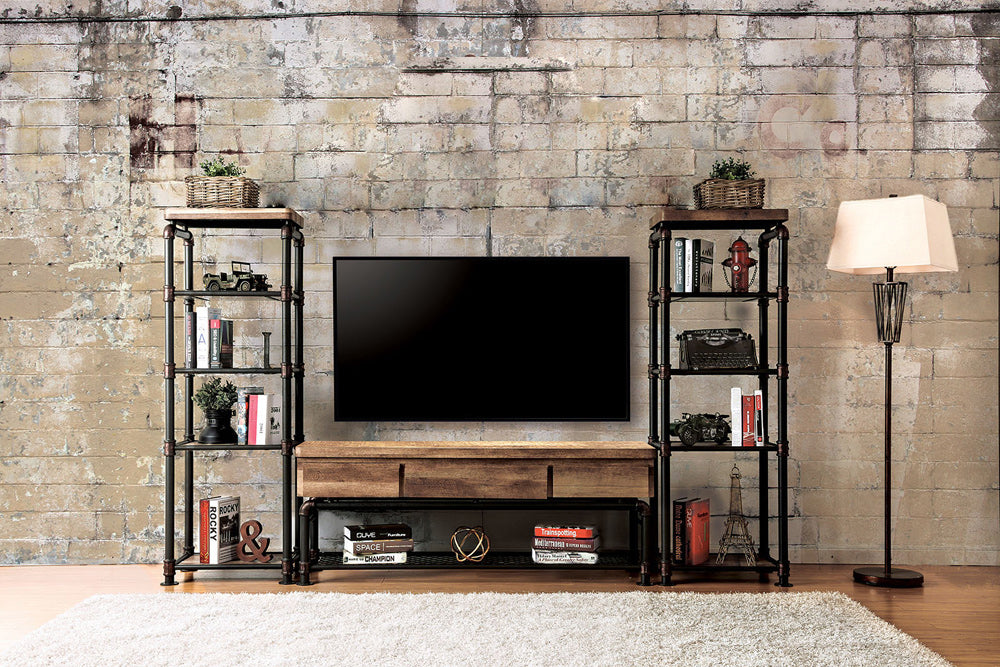 Furniture of America - Kebbyll 3 Pc. Set (TV + 2 PC) in Antique Black/Natural Tone - CM5913-TV-3PC View 1