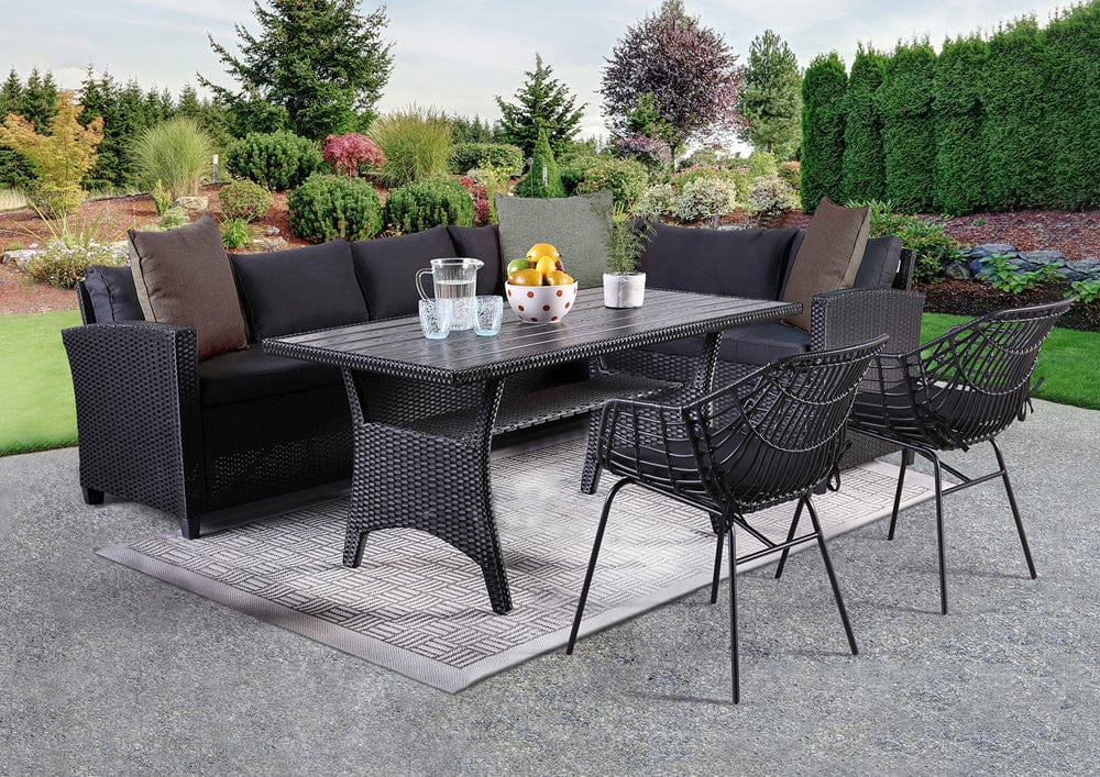 Furniture of America - Kimara 5 Pc. Patio Dining Set in Black - FM80001BB-SET+2CH View 1