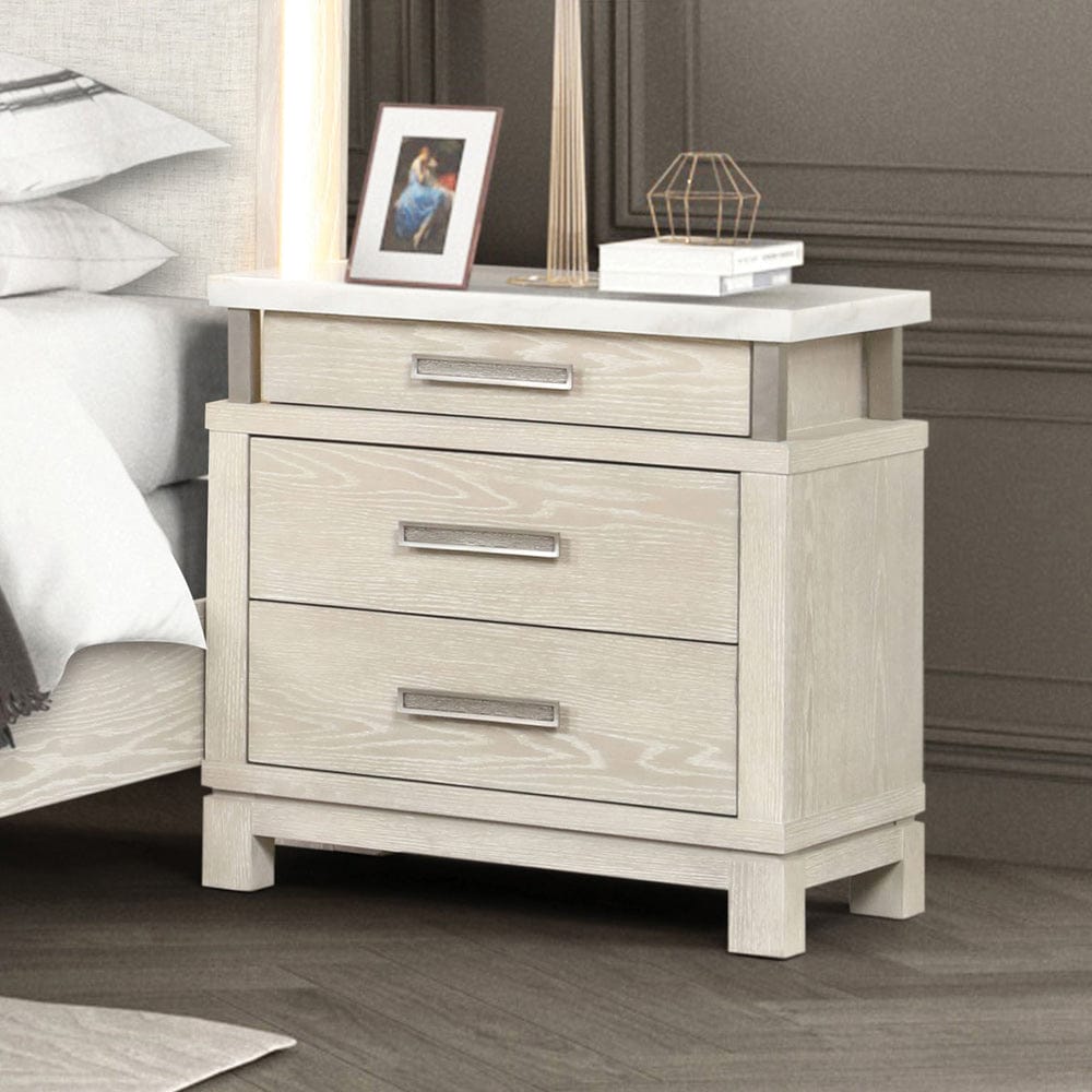 Furniture of America - Lafayette Nightstand w/ Marble Top in Weathered Gray - FM71501GY-N View 1