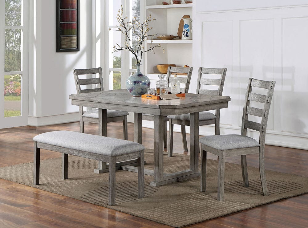 Furniture of America - Laquila 6 Pc. Dining Table Set w/ Bench in Gray - CM3542GY-T-6PC-BN View 1