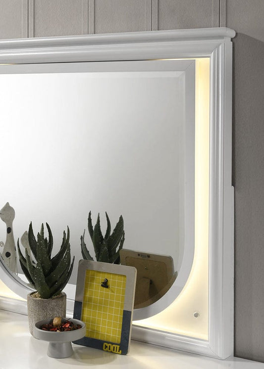 Furniture of America - Lareina Mirror w/ LED in Pearl White - FM72081WH-M View 2