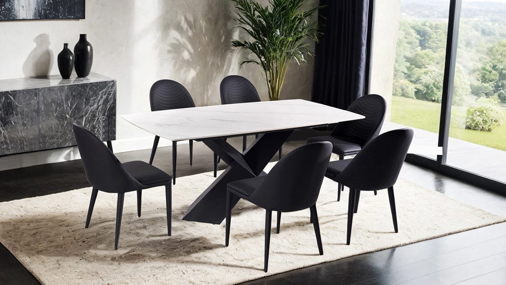 Furniture of America - Lenvik 7 Pc. Dining Table Set in Black/White - FM3700BK-T-7PC View 1