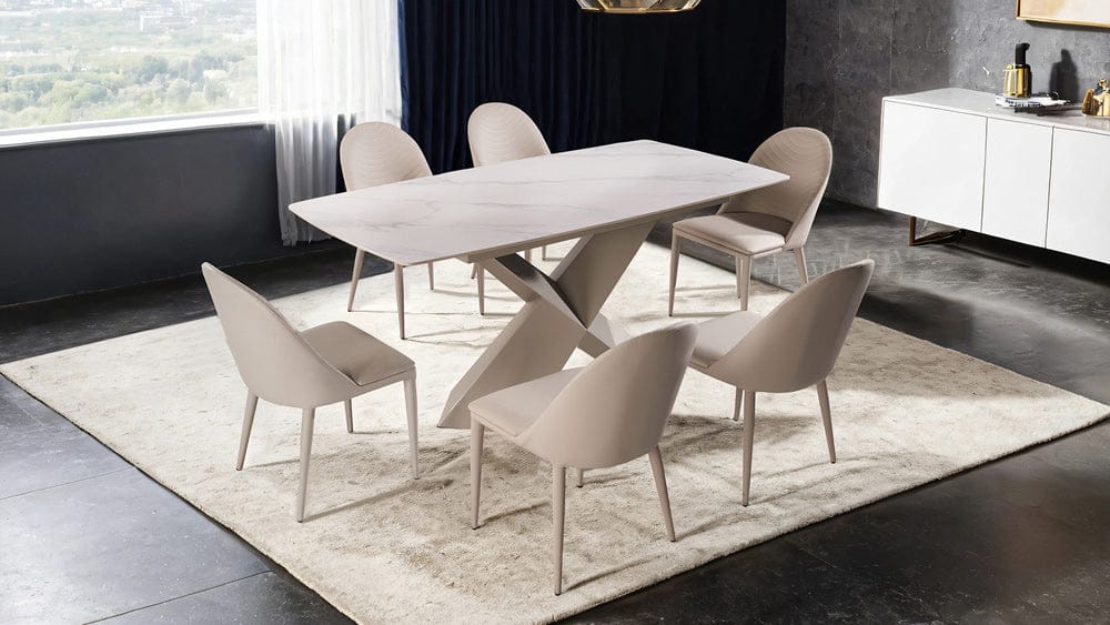 Furniture of America - Lenvik 7 Pc. Dining Table Set in Brown/White - FM3700BR-T-7PC View 1