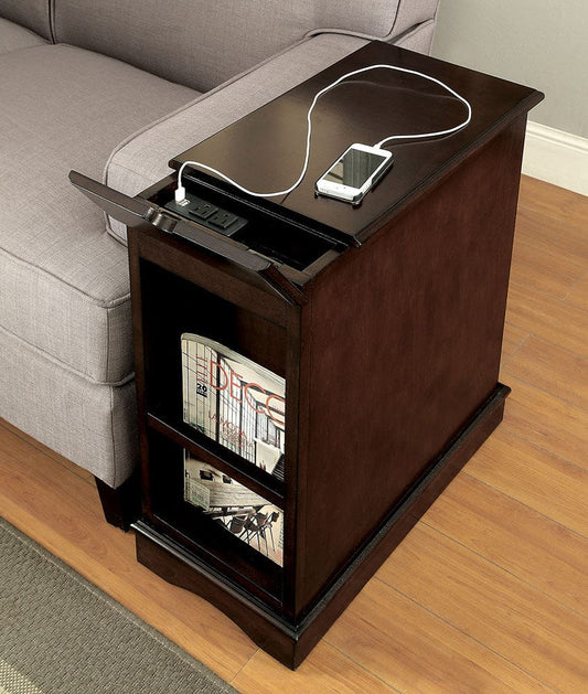 Furniture of America - Lilith I Side Table w/ USB in Cherry - CM-AC171CH View 2