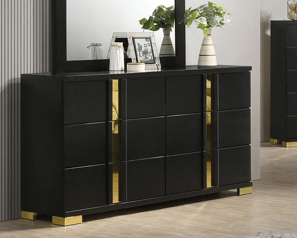 Furniture of America - Lillestrom Dresser in Black/Gold - FM7217BK-D View 1