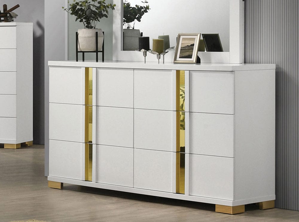 Furniture of America - Lillestrom Dresser in White/Gold - FM7217WH-D View 1