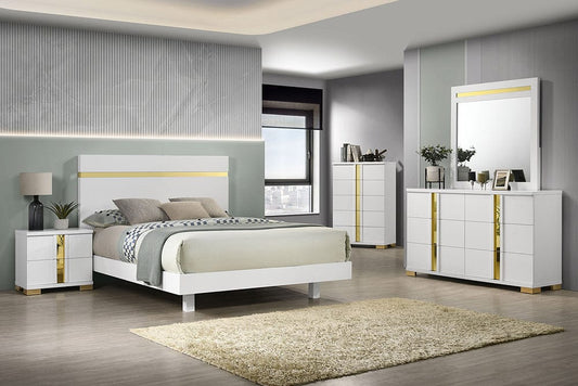 Furniture of America - Lillestrom Twin Bed in White/Gold - FM7217WH-T-BED View 2