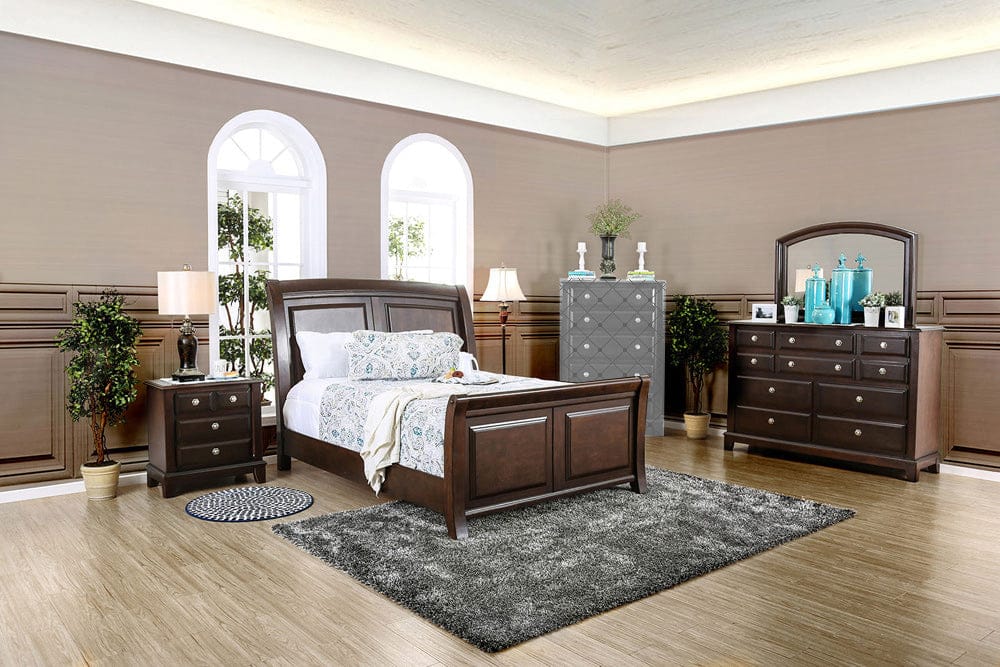Furniture of America - Litchville 5 Pc. Queen Bedroom Set w/ 2NS in Brown Cherry - CM7383Q-5PC-2NS View 1