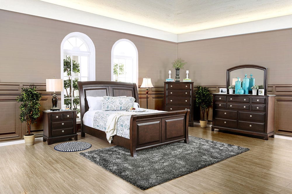 Furniture of America - Litchville 5 Pc. Queen Bedroom Set w/ Chest in Brown Cherry - CM7383Q-5PC-CHEST View 1