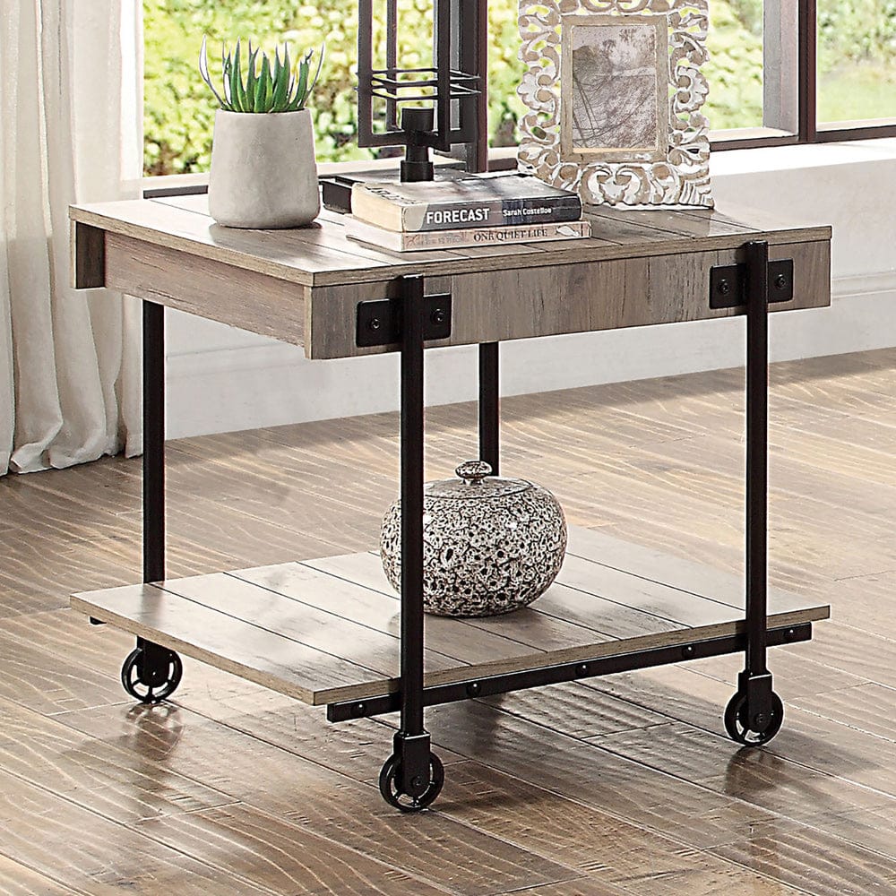 Furniture of America - Lobb End Table in Natural Tone/Black - CM4217A-E View 1