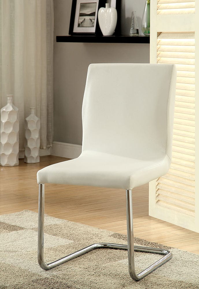 Furniture of America - Lodia I 5 Pc. Round Dining Table Set in White - CM3825WH-RT-5PC View 2