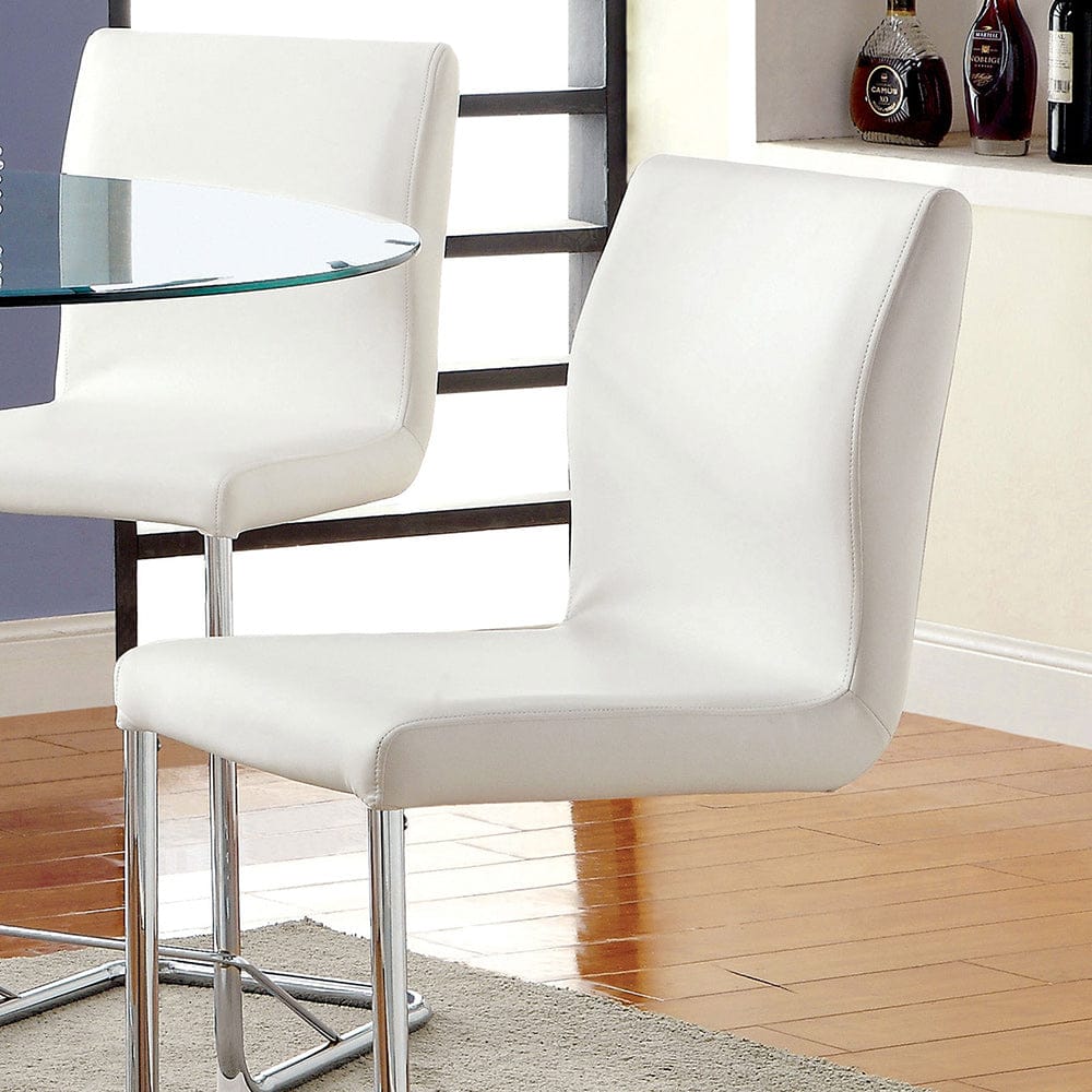 Furniture of America - Lodia Ii Counter Ht. Chair Set of 2 in White/Chrome - CM3825WH-PC-2PK View 2
