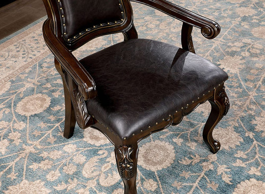 Furniture of America - Lombardy 9 Pc. Dining Table Set (2AC+6SC) in Walnut/Dark Brown - CM3146T-9PC View 2