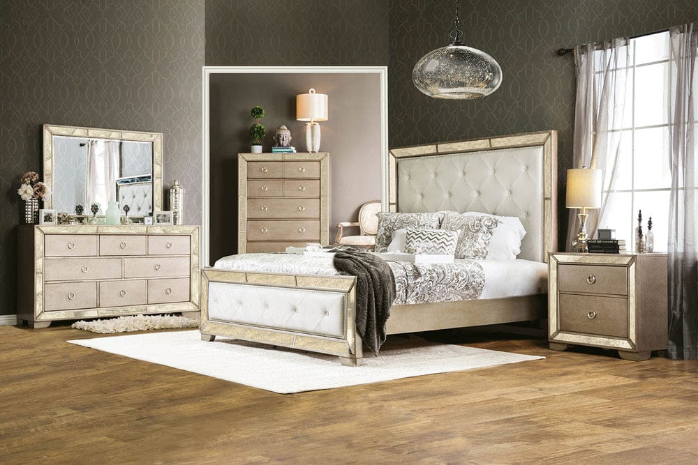 Furniture of America - Loraine 5 Pc. Queen Bedroom Set w/ Chest in Champagne - CM7195Q-5PC-CHEST View 1