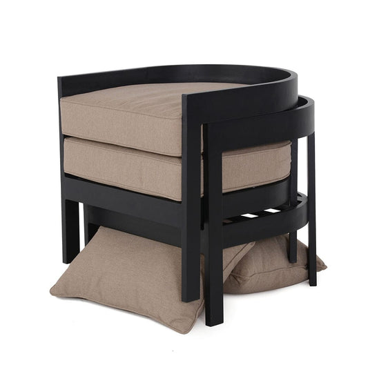 Furniture of America - Lotus 3 Pc. Patio Set in Black/Light Brown - GM-1024BK-3PK View 2