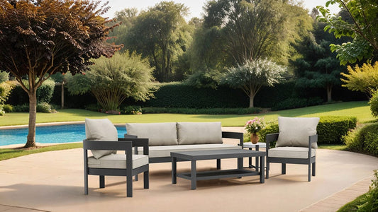 Furniture of America - Lotus 5 Pc. Conversation Set in Black/Light Brown - GM-1049BK-5PC View 2