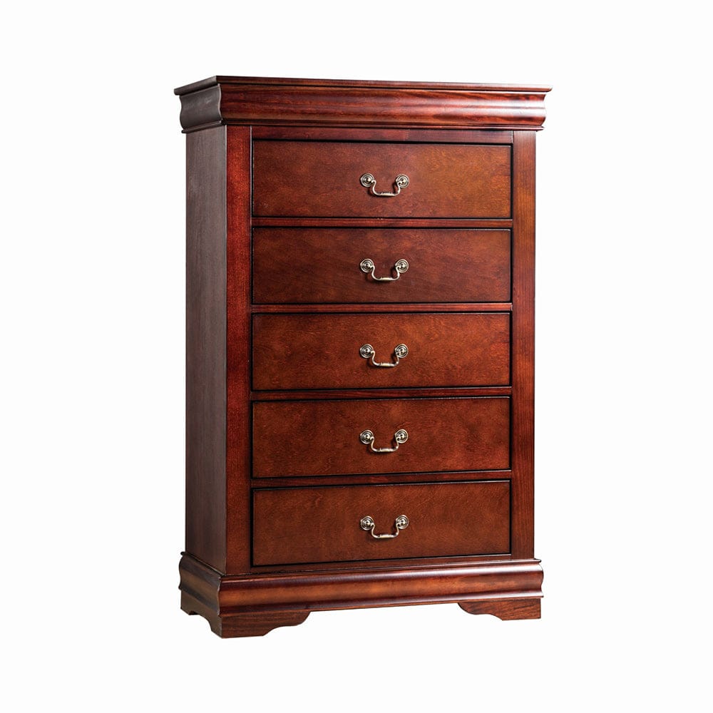 Furniture of America - Louis Philippe 5 Pc. Queen Bedroom Set w/ Chest in Dark Cherry - FM7866CH-Q-5PC-CHEST View 3