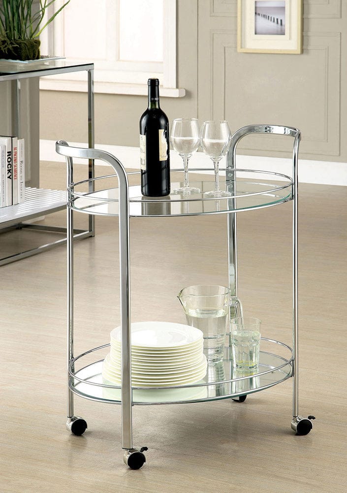Furniture of America - Loule Serving Cart in Chrome - CM-AC228 View 1