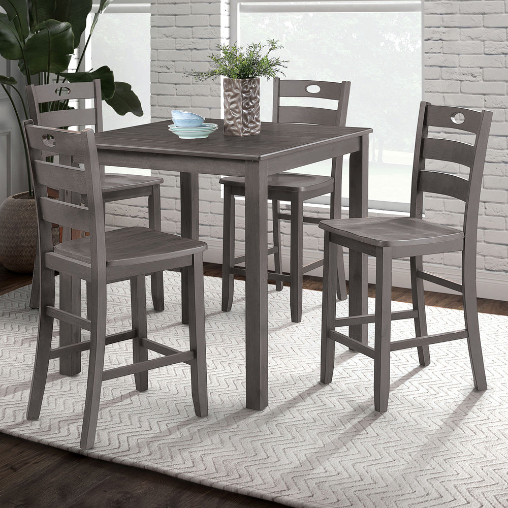 Furniture of America - Lubbock 5 Pc. Counter Ht. Table Set in Gray - FM3419GY-PT-5PK View 1