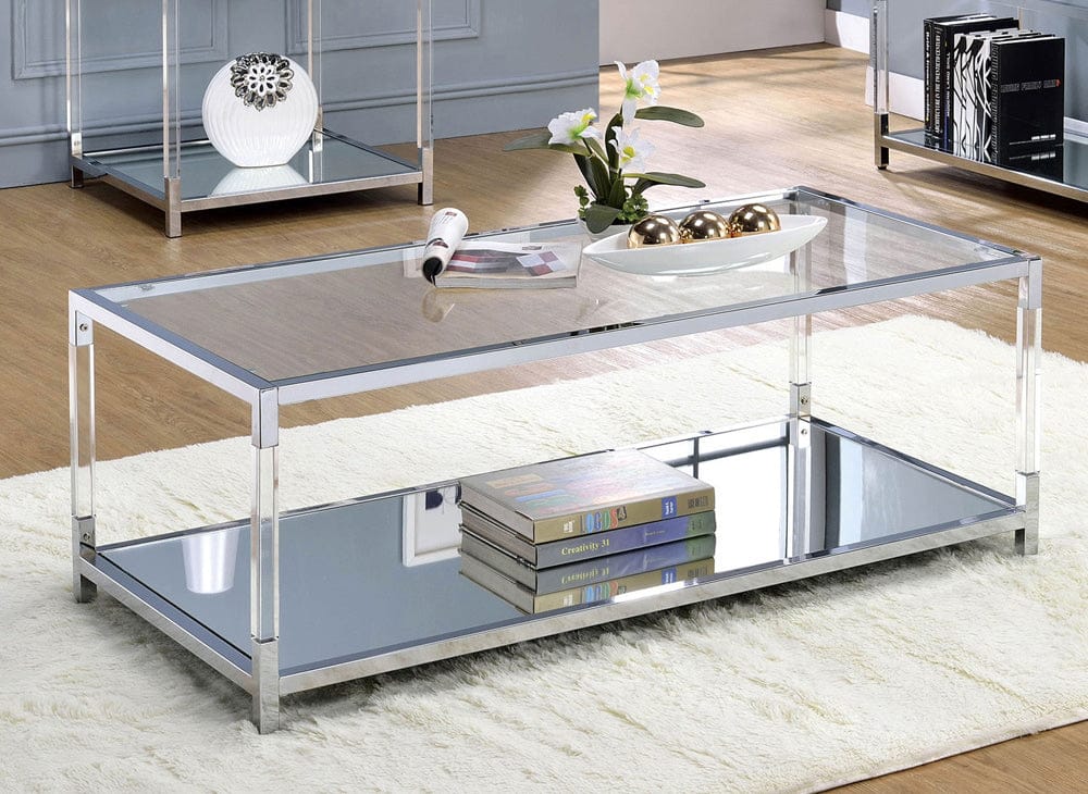 Furniture of America - Ludvig Coffee Table in Chrome/Clear - CM4153C View 1