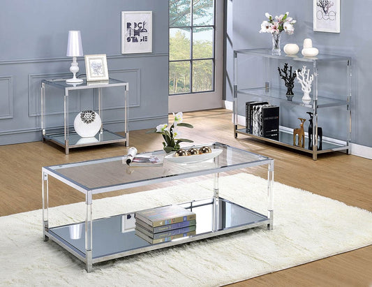 Furniture of America - Ludvig Sofa Table in Chrome/Clear - CM4153S View 2