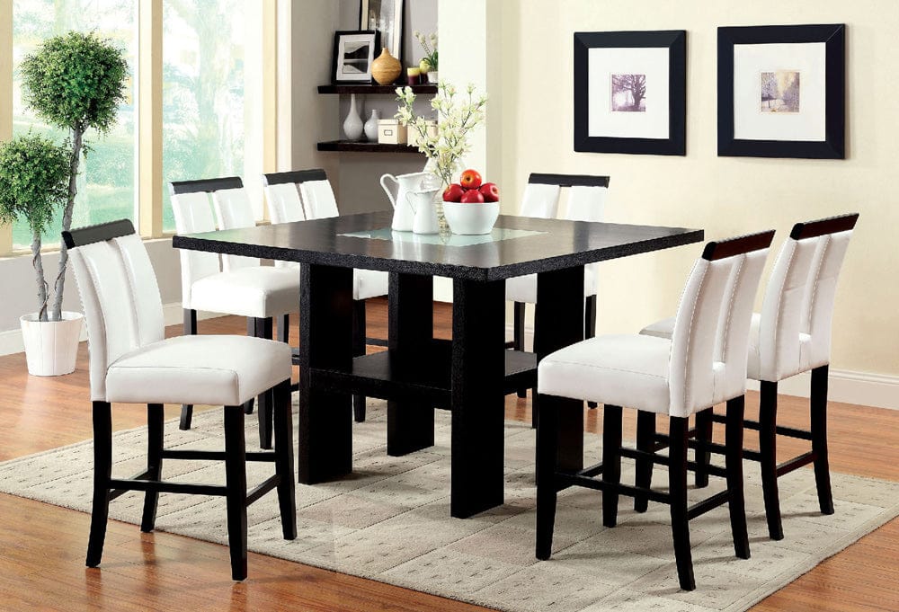 Furniture of America - Luminar Ii 7 Pc. Counter Ht. Table Set in Black/Beige - CM3559PT-7PC View 1