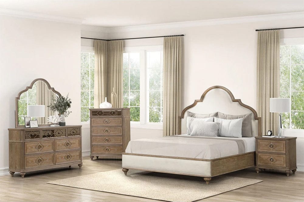Furniture of America - Lyris 5 Pc. Queen Bedroom Set w/ Chest in Rustic Oak - FM7417AK-Q-5PC-CHEST View 1