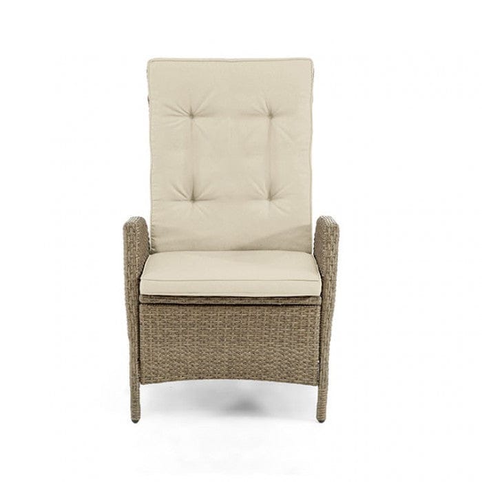 Furniture of America - Mackay 2 Reclining Chairs + 2 Ottomans in Beige/Natural Teak - GM-2002-4PC