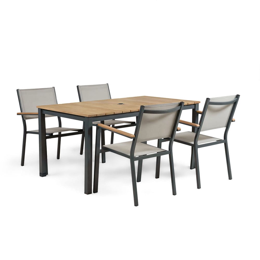 Furniture of America - Mackay 5 Pc. Patio Dining Set in Gun Metal/Natural Teak - GM-2004-5PC View 1