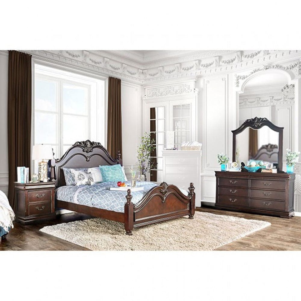 Furniture of America - Mandura 5 Pc. Queen Bedroom Set w/ 2NS in Cherry - CM7260Q-5PC-2NS